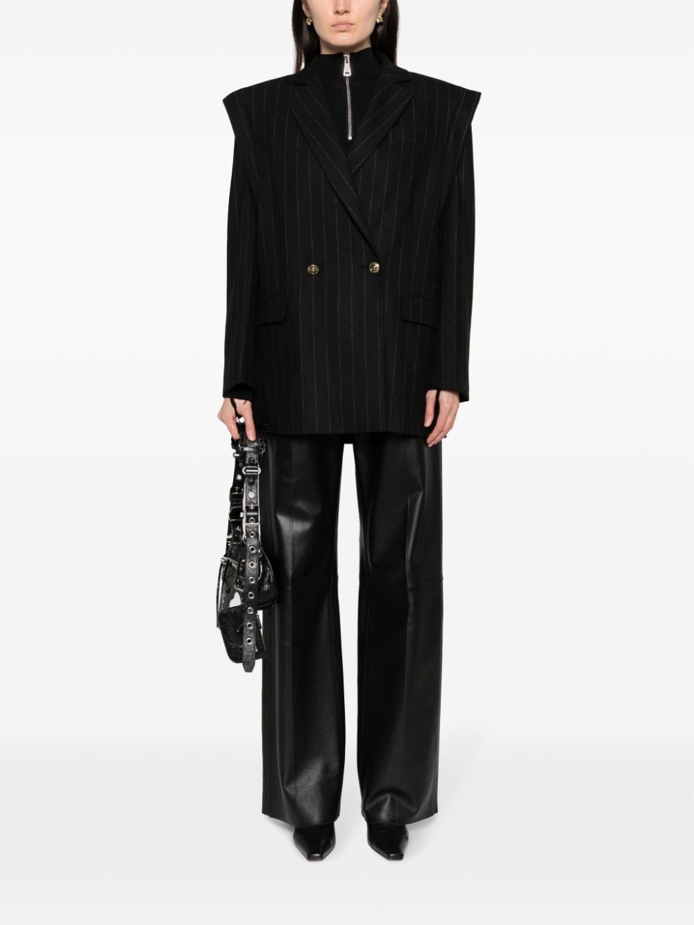 pinstriped double-breasted blazer - 4
