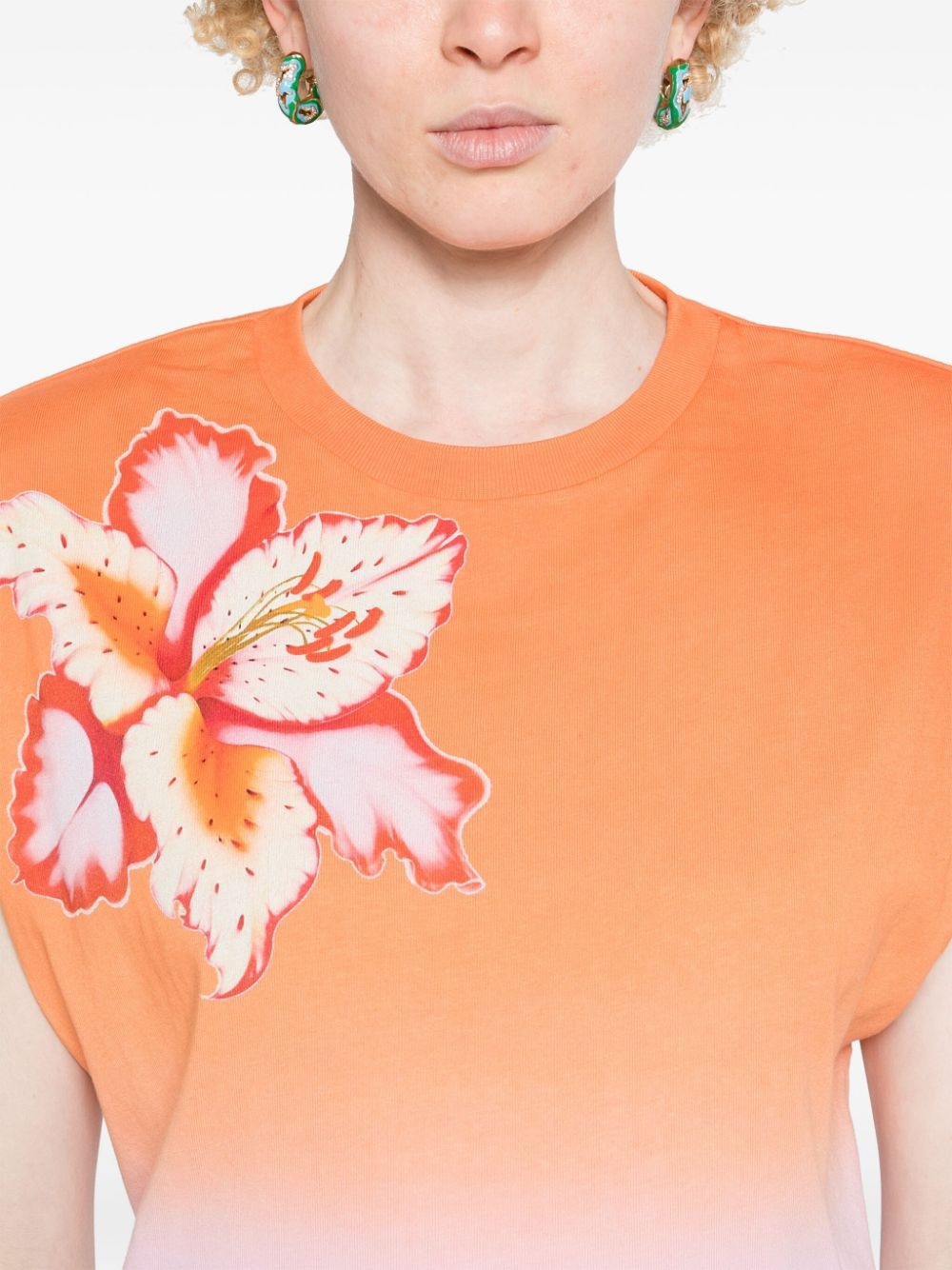 floral-print ombré T-shirt - 5