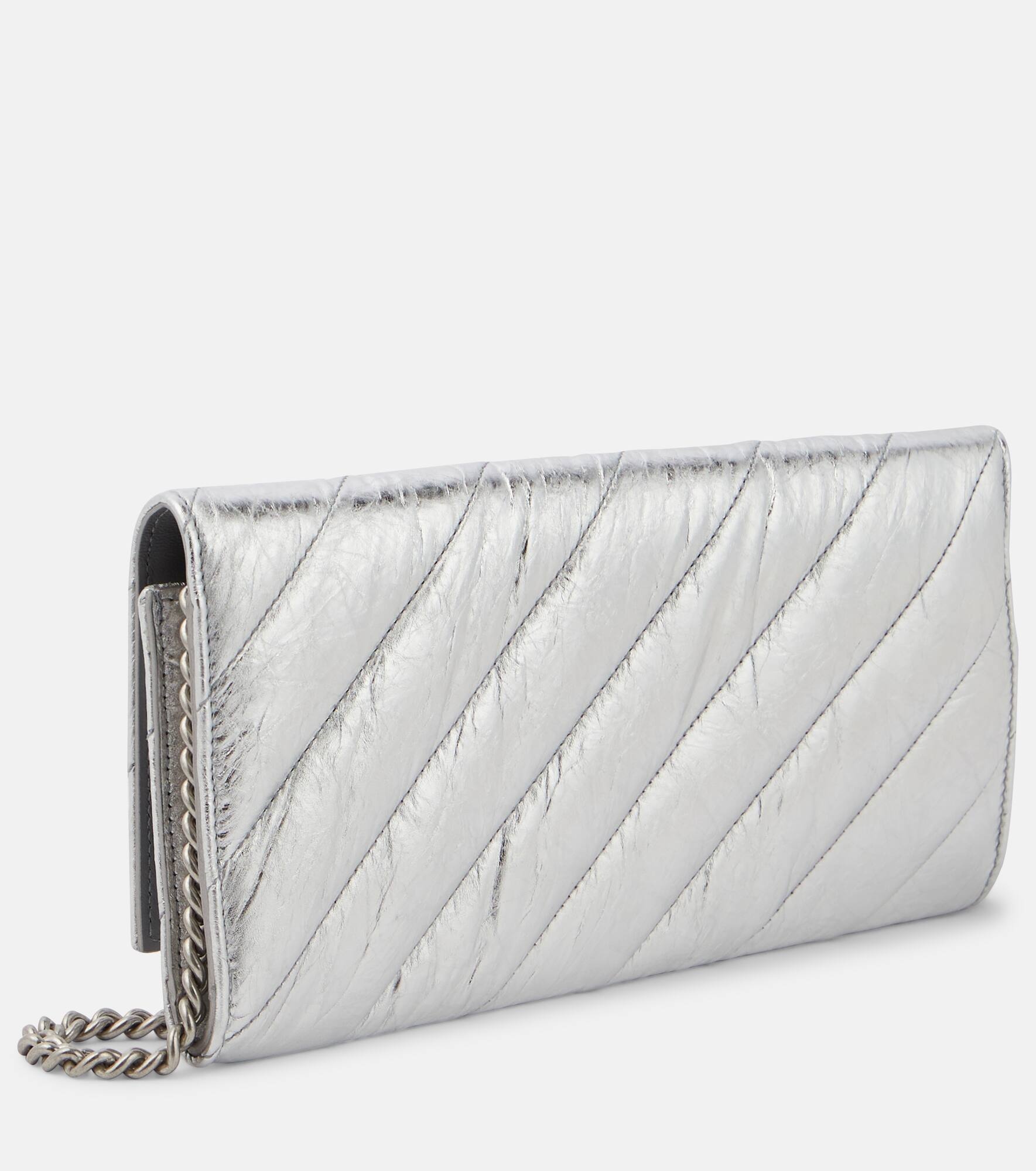 Crush metallic leather wallet on chain - 4
