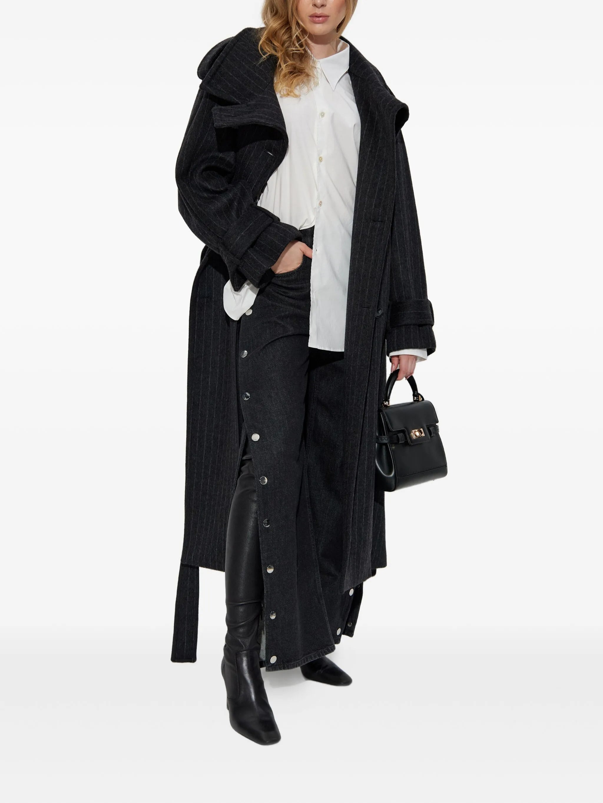 Sportmax Pinstripe-pattern Belted Coat - 3