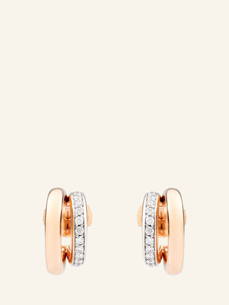 Iconica 18K Rose Gold and Diamond Double Hoop Earrings - 1