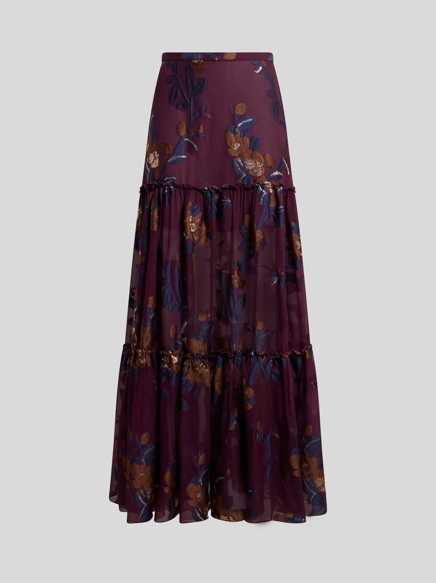 SILK-BLEND JACQUARD MAXI SKIRT WITH FIL COUPÉ FLOWERS - 1