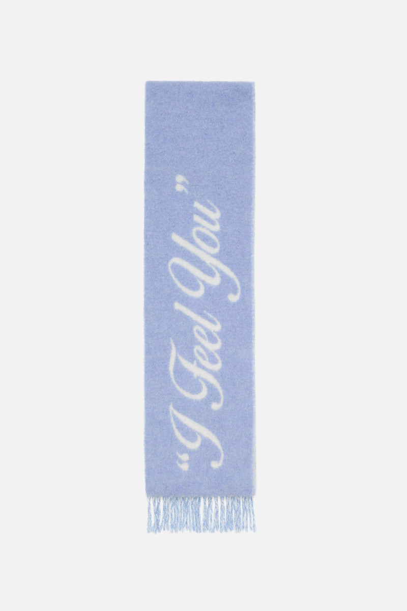 Wool scarf - Dusty blue/white 1