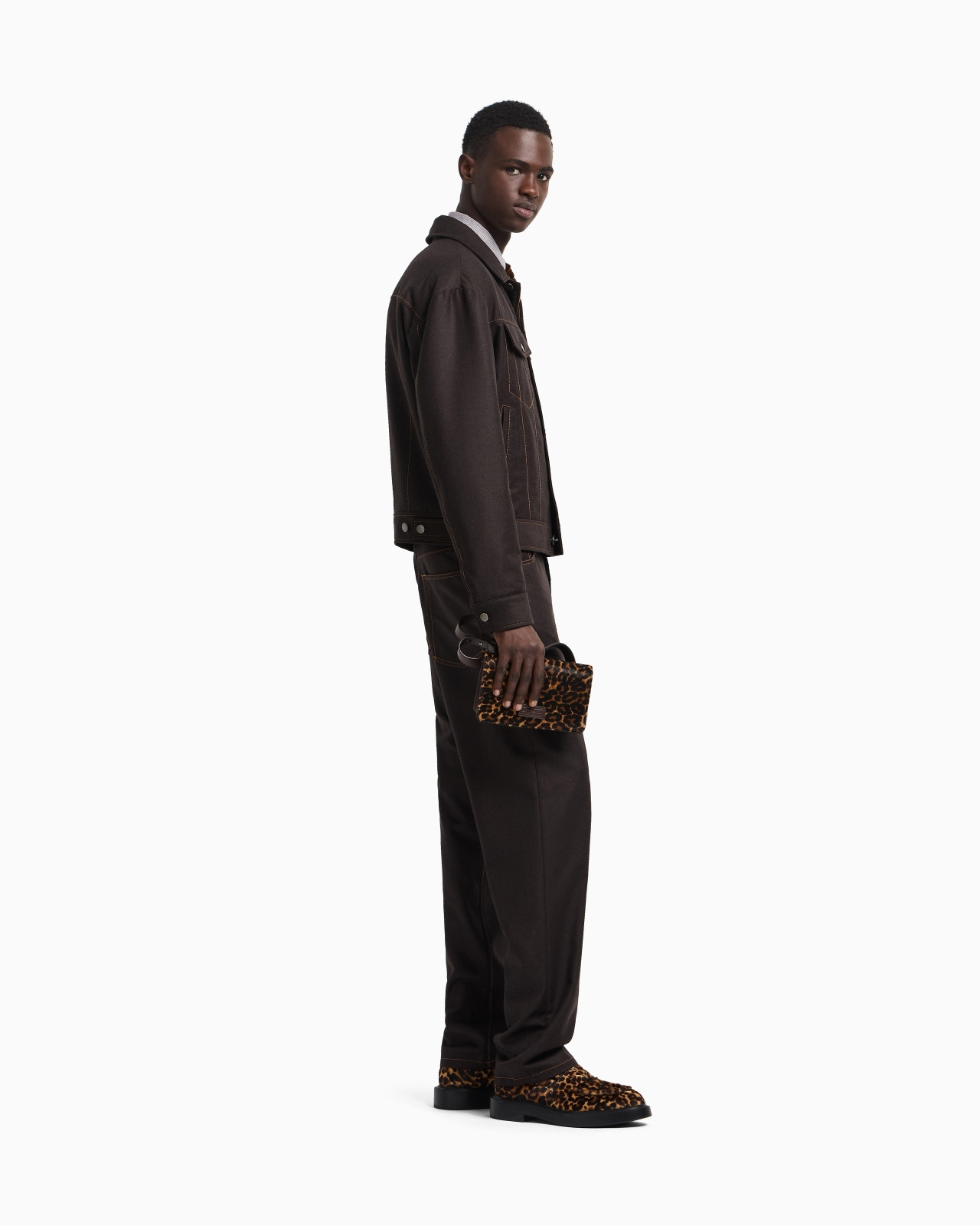 FIVE-POCKET TROUSERS IN DENIM-EFFECT VIRGIN-WOOL FLANNEL - 2