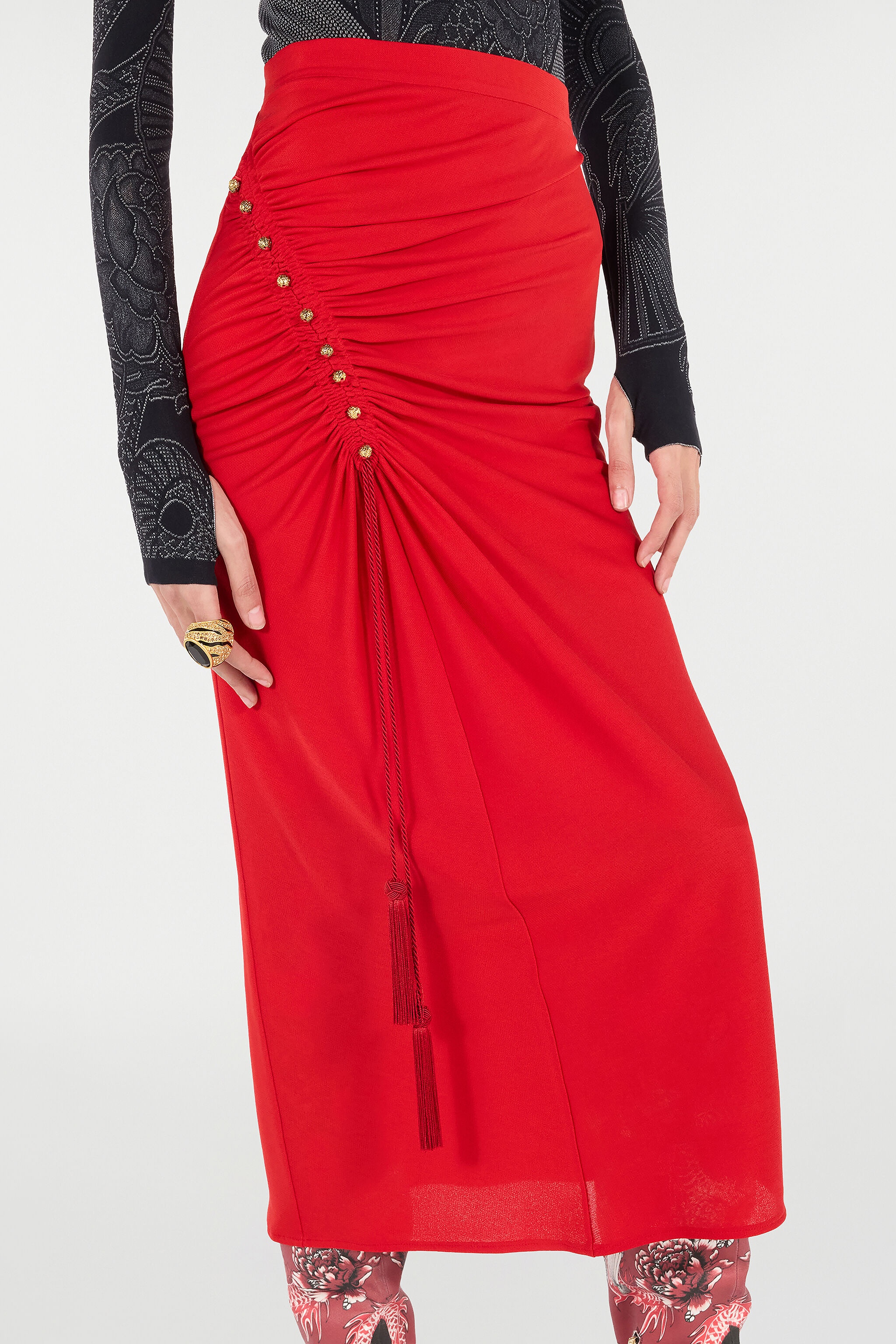 Midi Skirt With Ruched Detail - 5