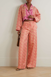 パンツ VERSACE Printed silk wide-leg pant (10112901A08282 5P840) VERSACE Printed silk-twill wide-leg pants | NET-A-PORTER
