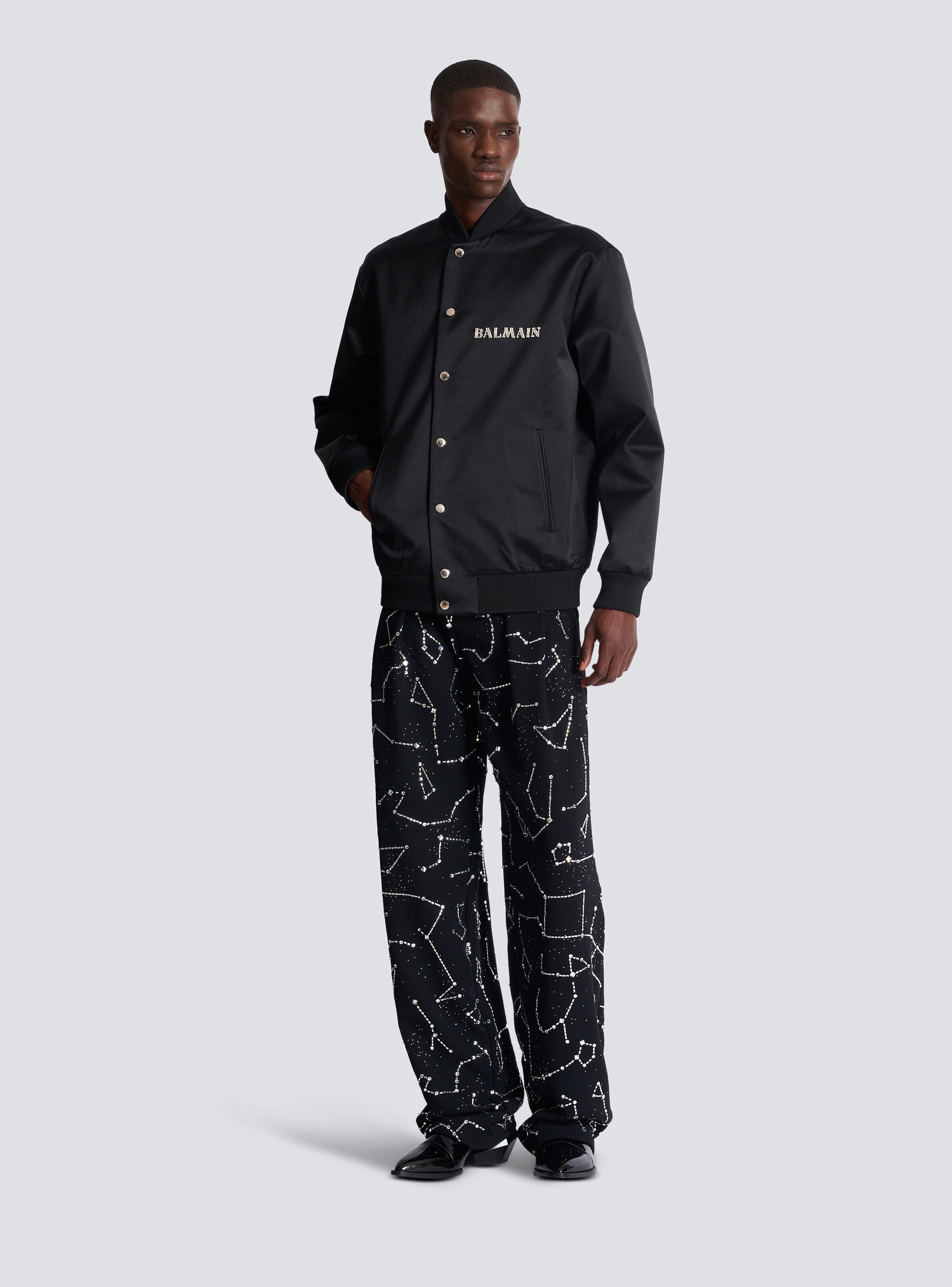 Satin bomber jacket with Balmain Galaxy embroidery - 2