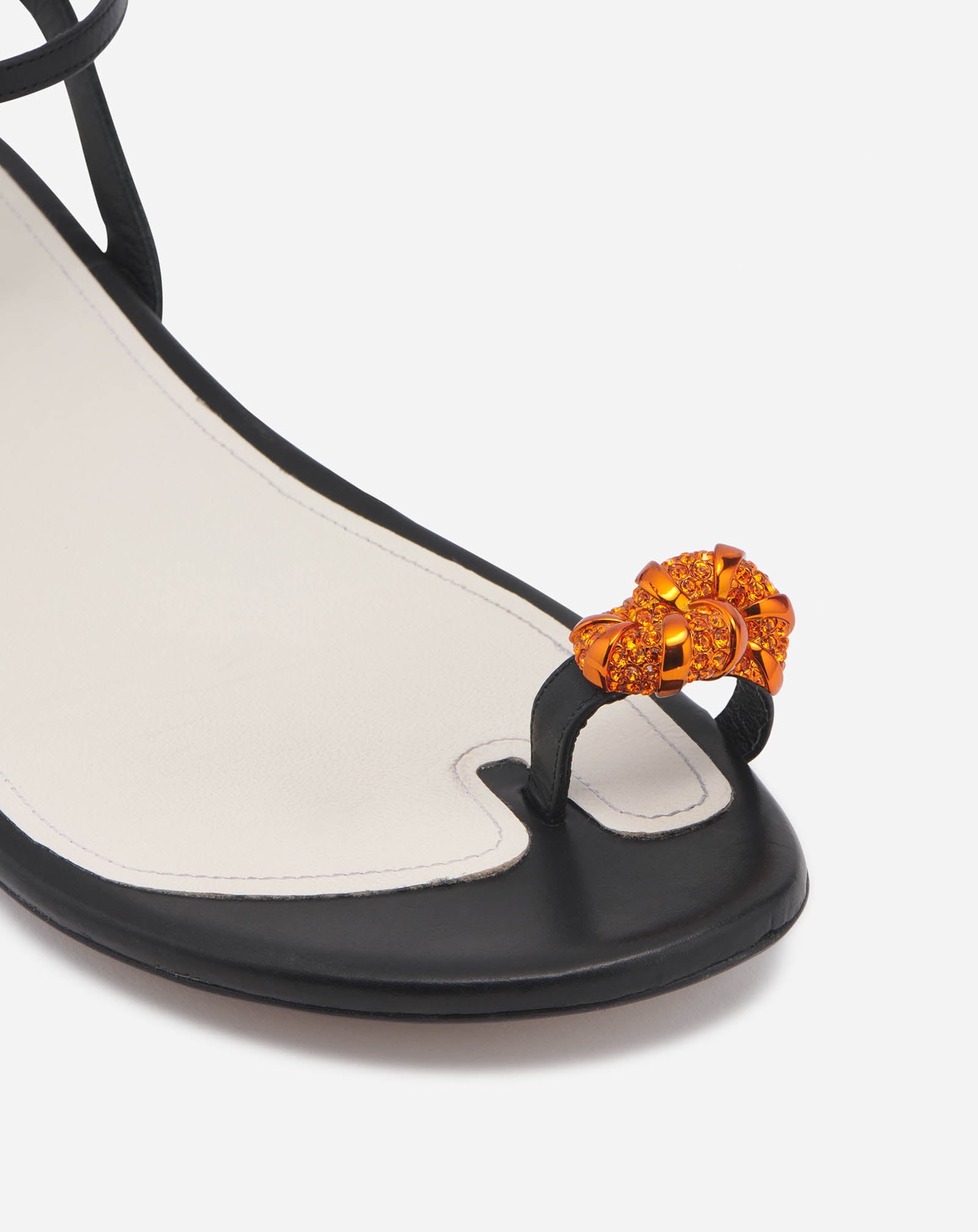 FLAT LEATHER SWING SANDALS WITH MELODIE JEWEL - 5