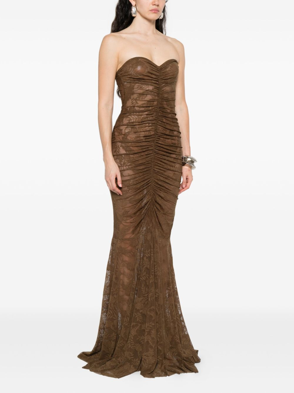strapless fishtail maxi dress - 3