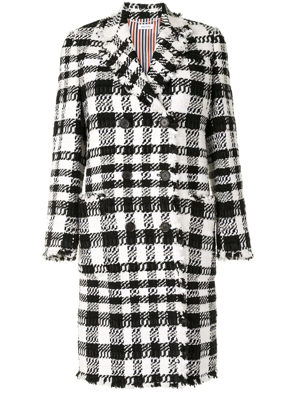 double-breasted check-pattern coat - 1