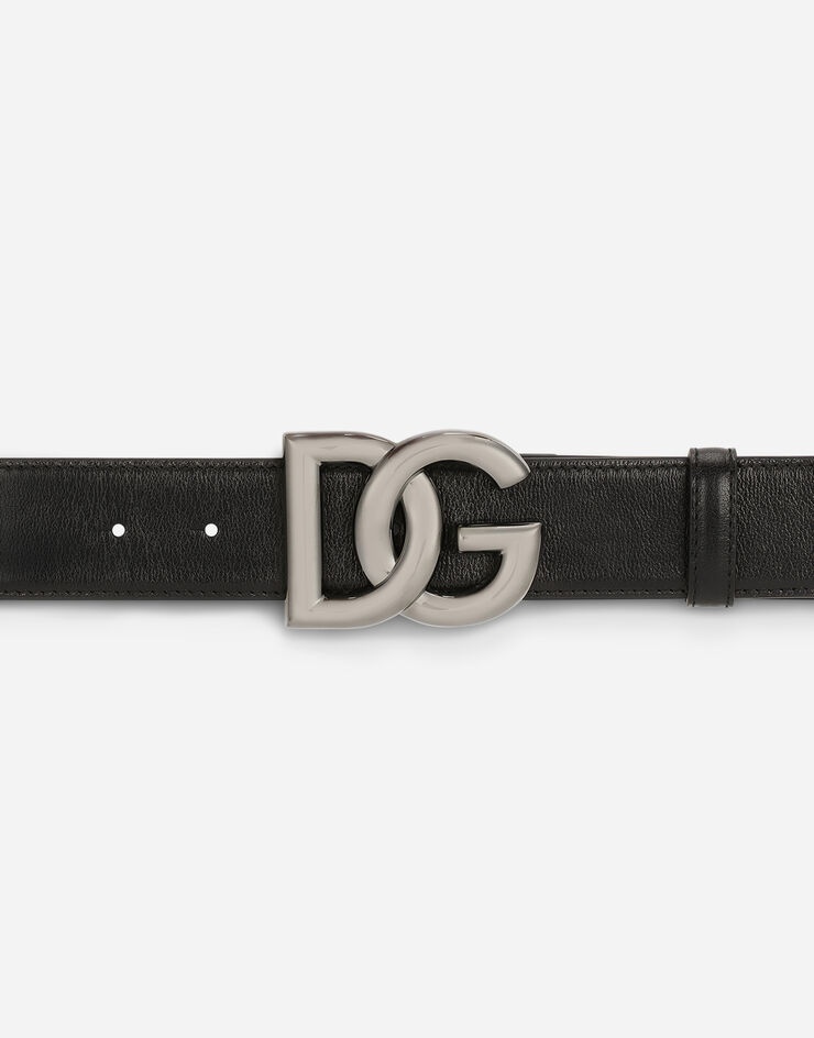 Calfskin belt with crossover DG buckle logo - 4