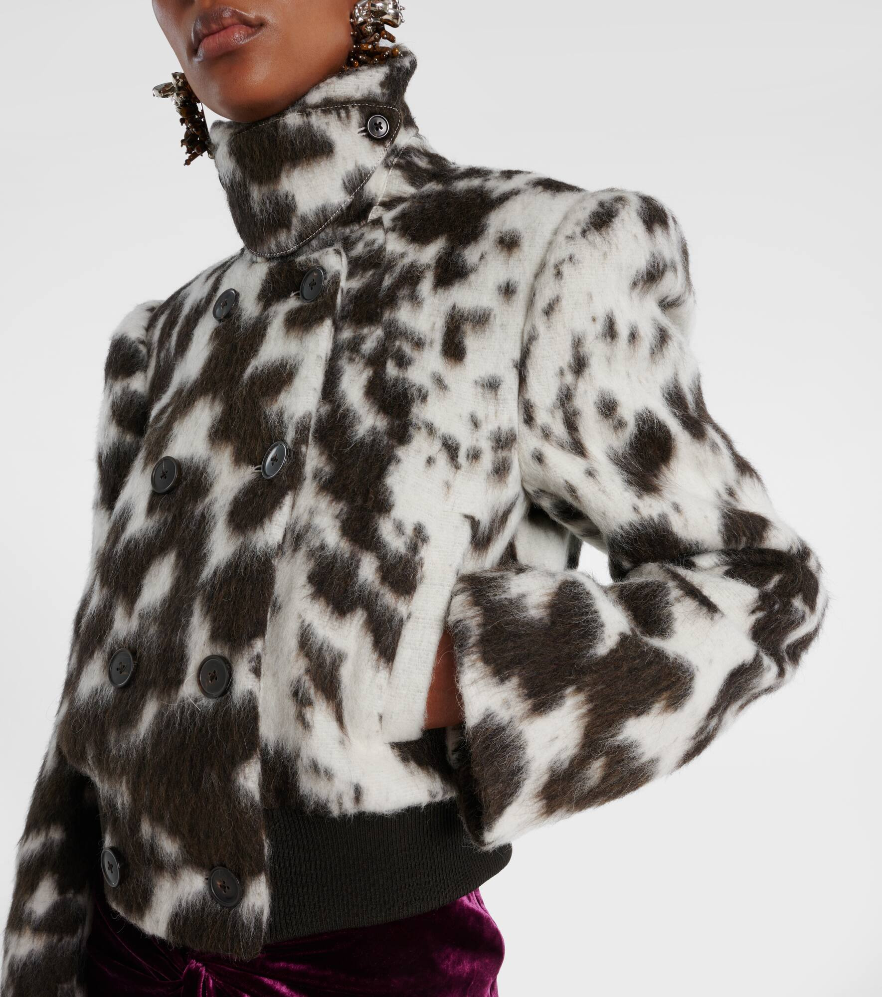Animal-printed wool-blend jacket - 5