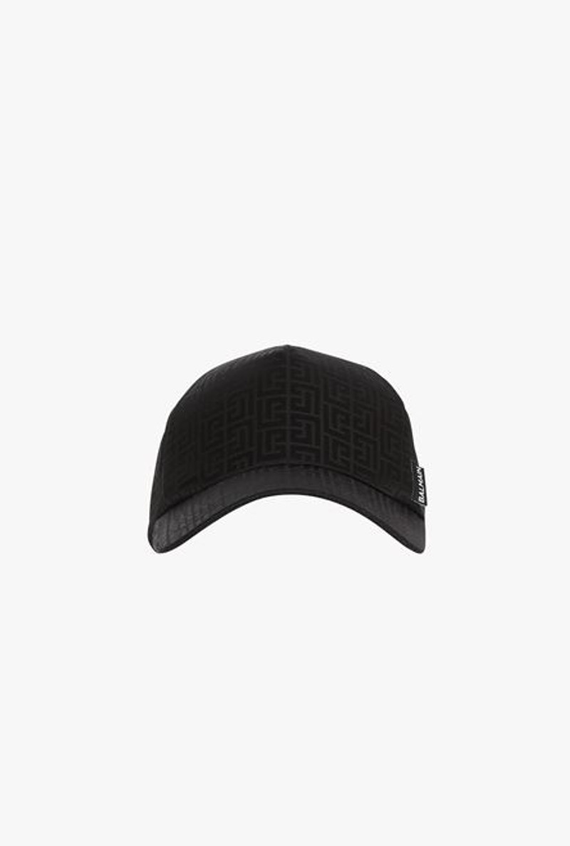 Satiny black cap with Balmain monogram 1