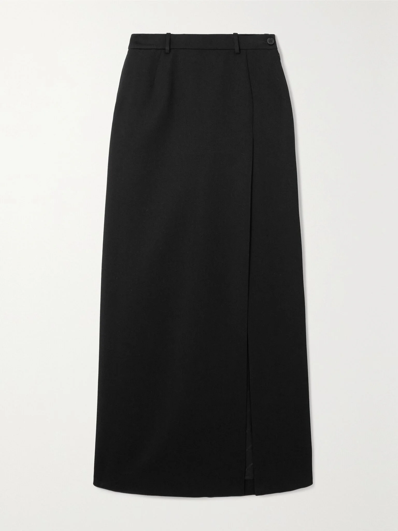 Wrap-effect wool-gabardine maxi skirt Black - 1