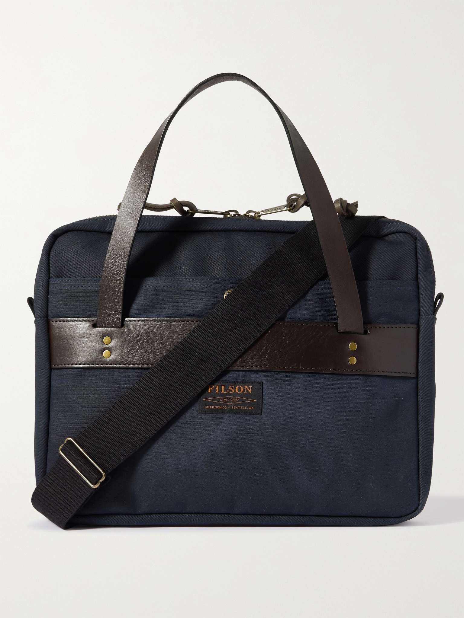 Canvas and Leather-Trimmed Cotton-Twill Briefcase - 1