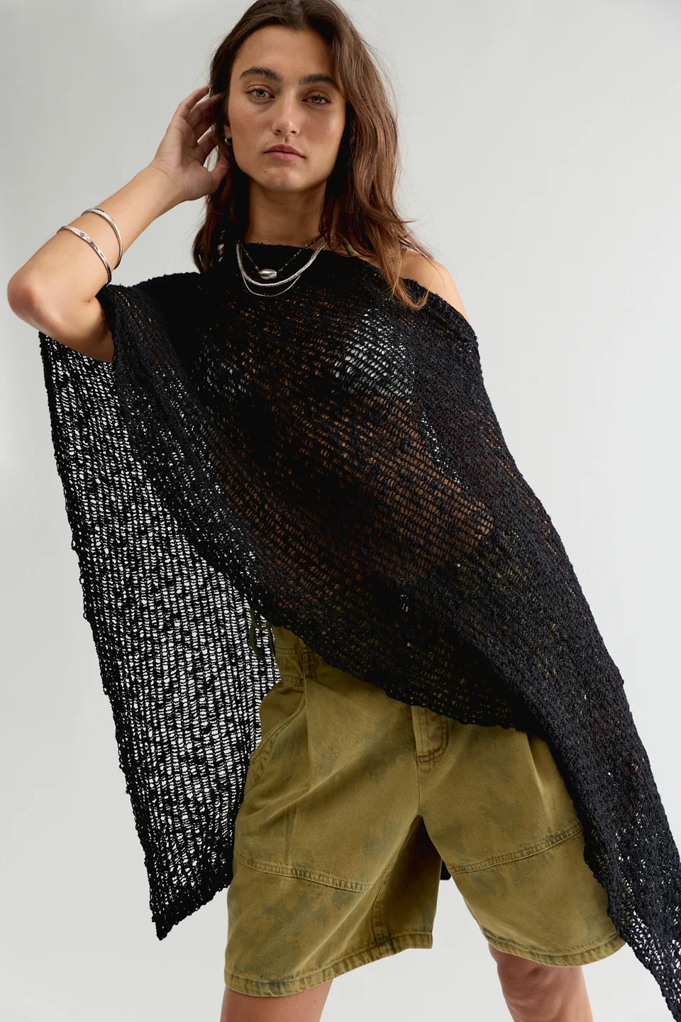 Jade Knit Poncho - 1