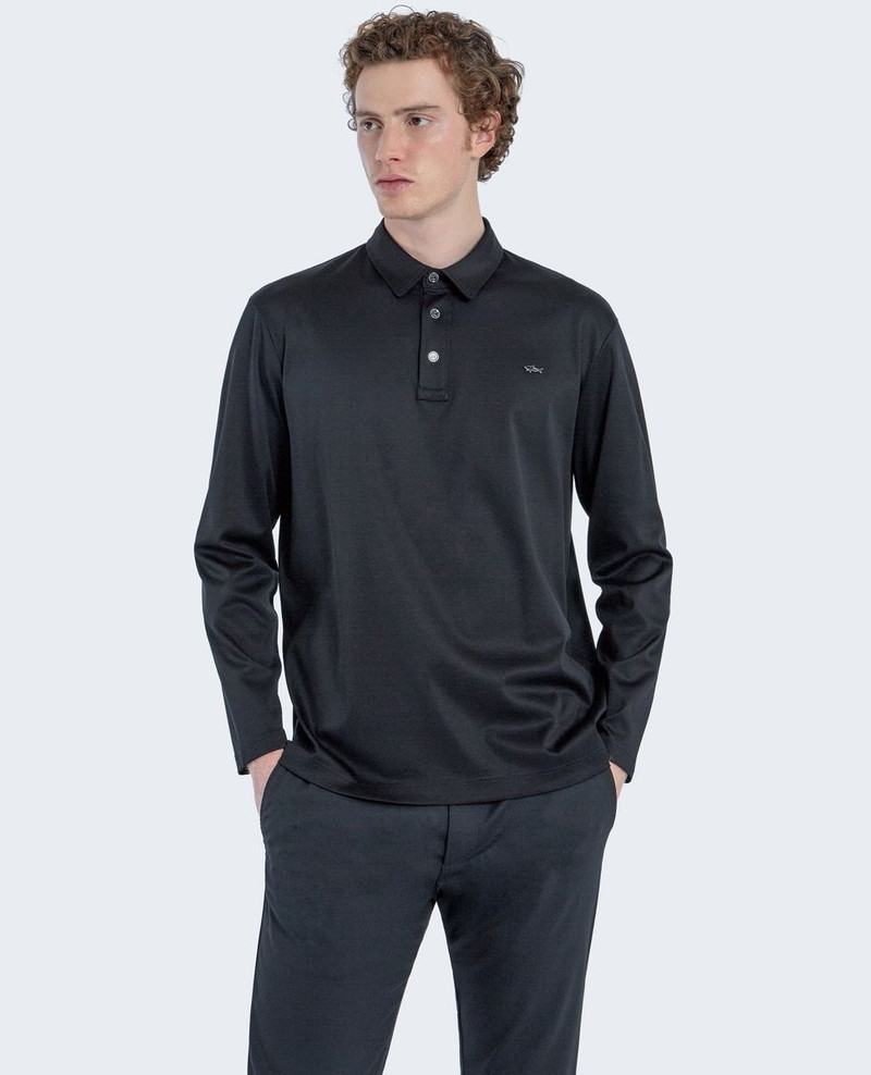 Paul & Shark Aqua interlook organic cotton polo with metallic Shark outlook