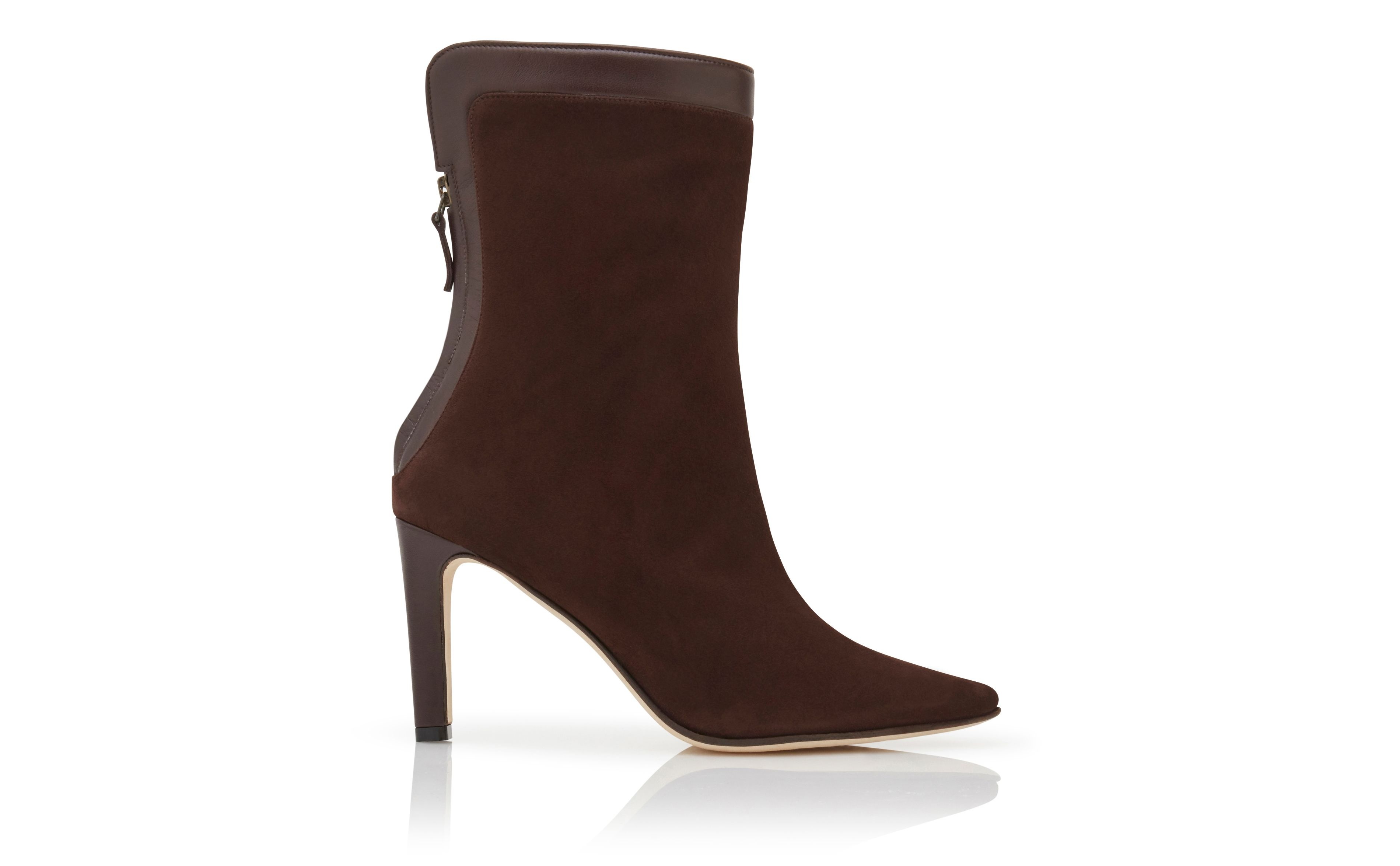 Dark Brown Suede Ankle Boots - 1