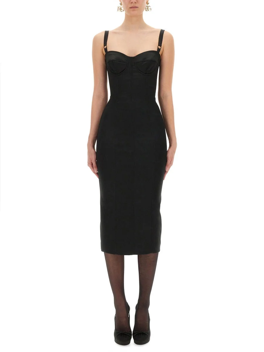 Dolce & Gabbana Women Satin Bustier Longuette Dress - 1
