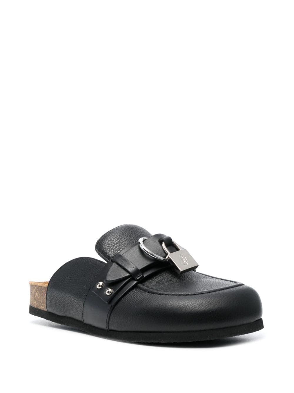 padlock-detail leather mules - 6
