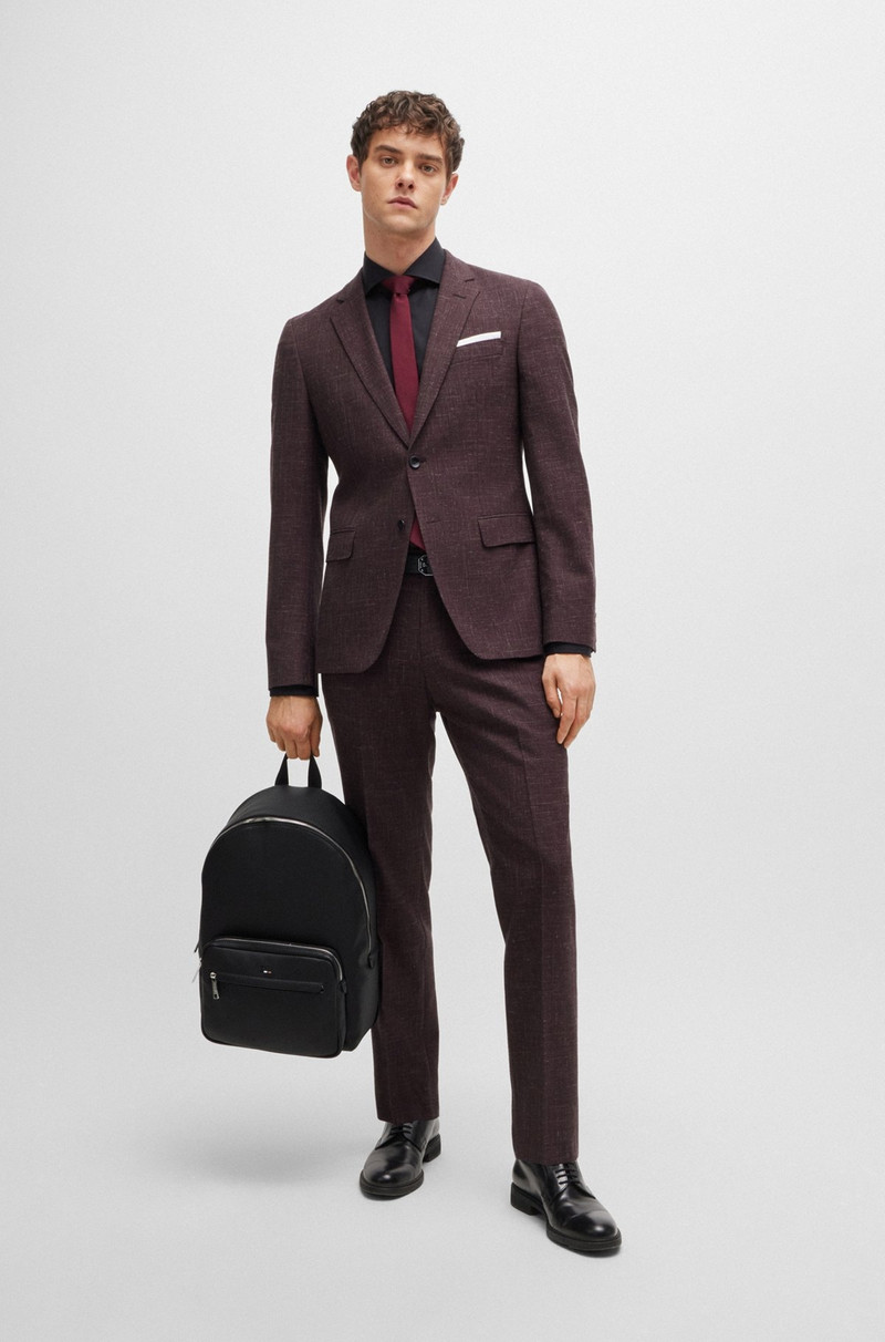 BOSS FAUX-LEATHER BACKPACK WITH LOGO AND SIGNATURE STRIPE outlook