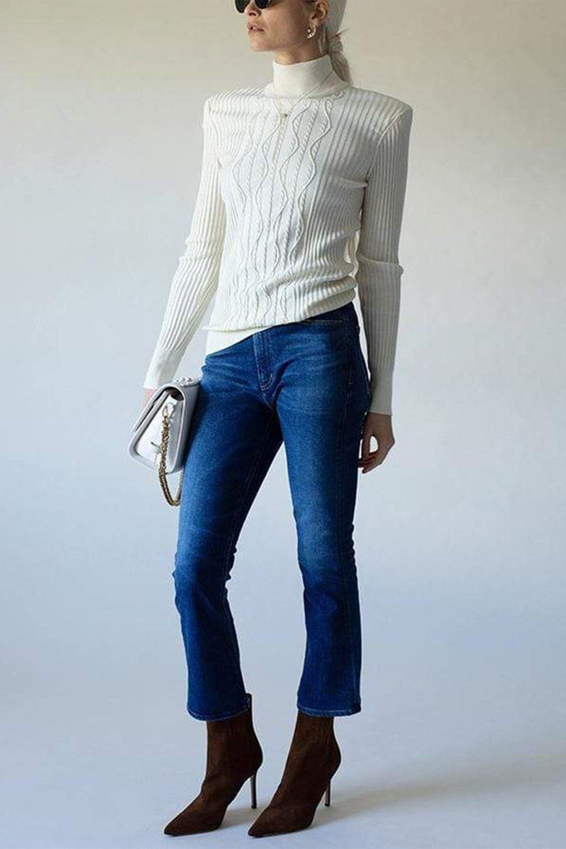 Balmain High Neck Cable Knit Sweater outlook