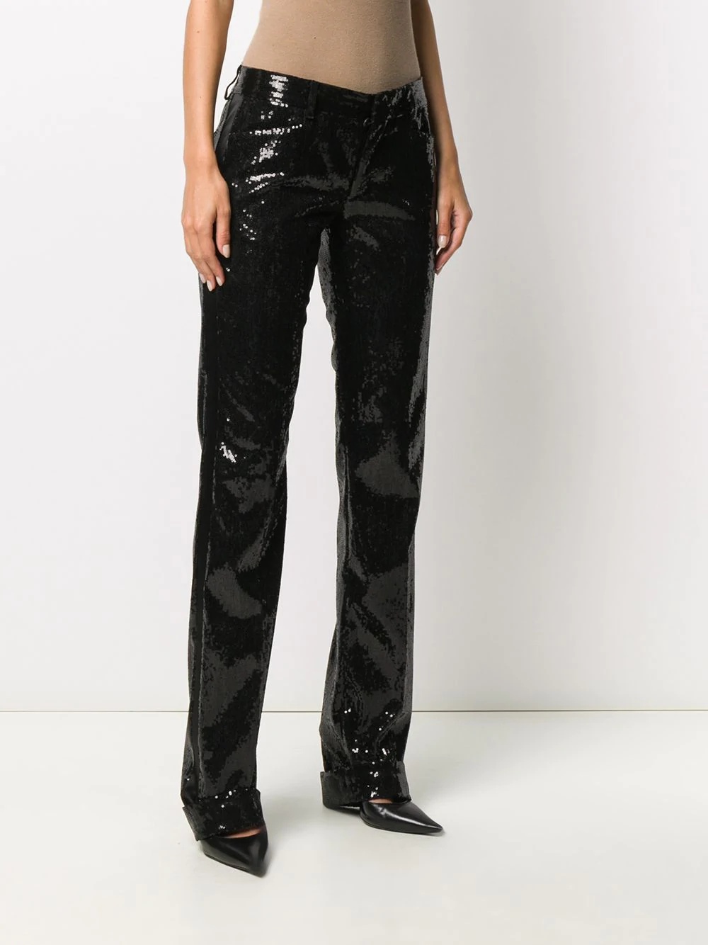 sequin embroidered straight trousers - 3