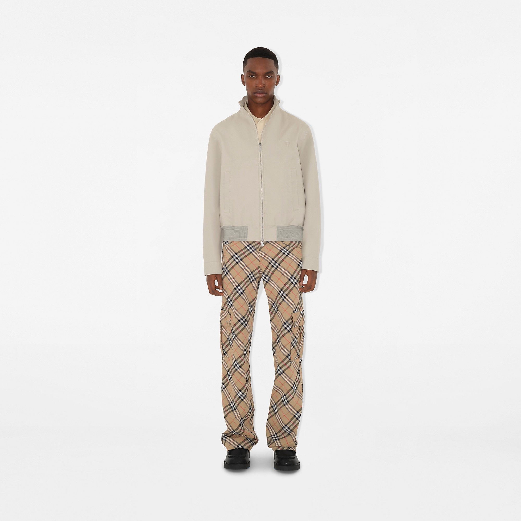 Check Stretch Linen Cotton Trousers - 2