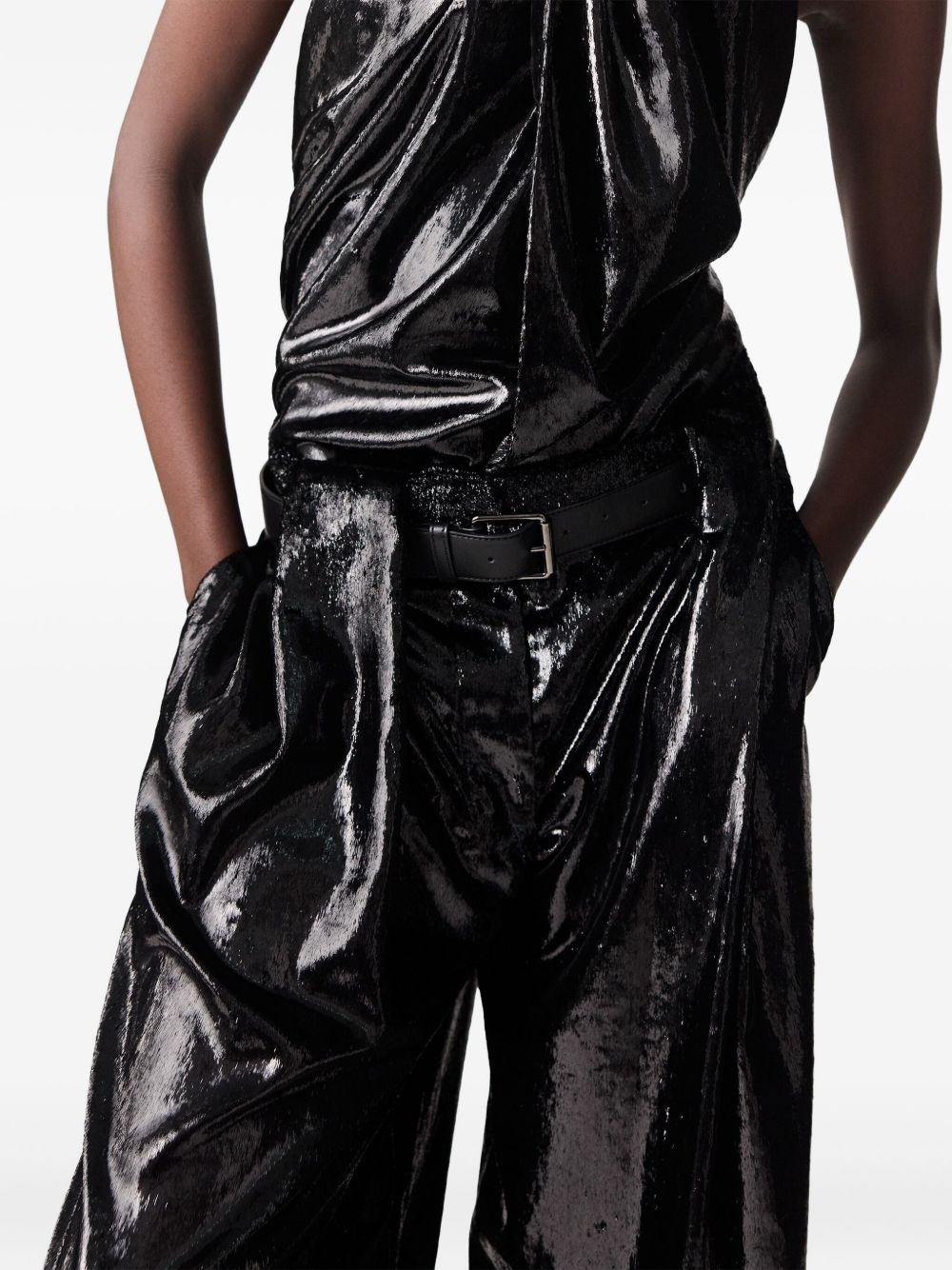 high-shine trousers - 5