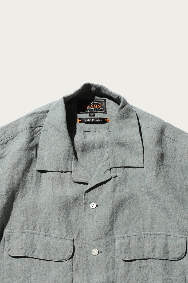 BEAMS PLUS Open Collar 1/40 Linen - Sax outlook