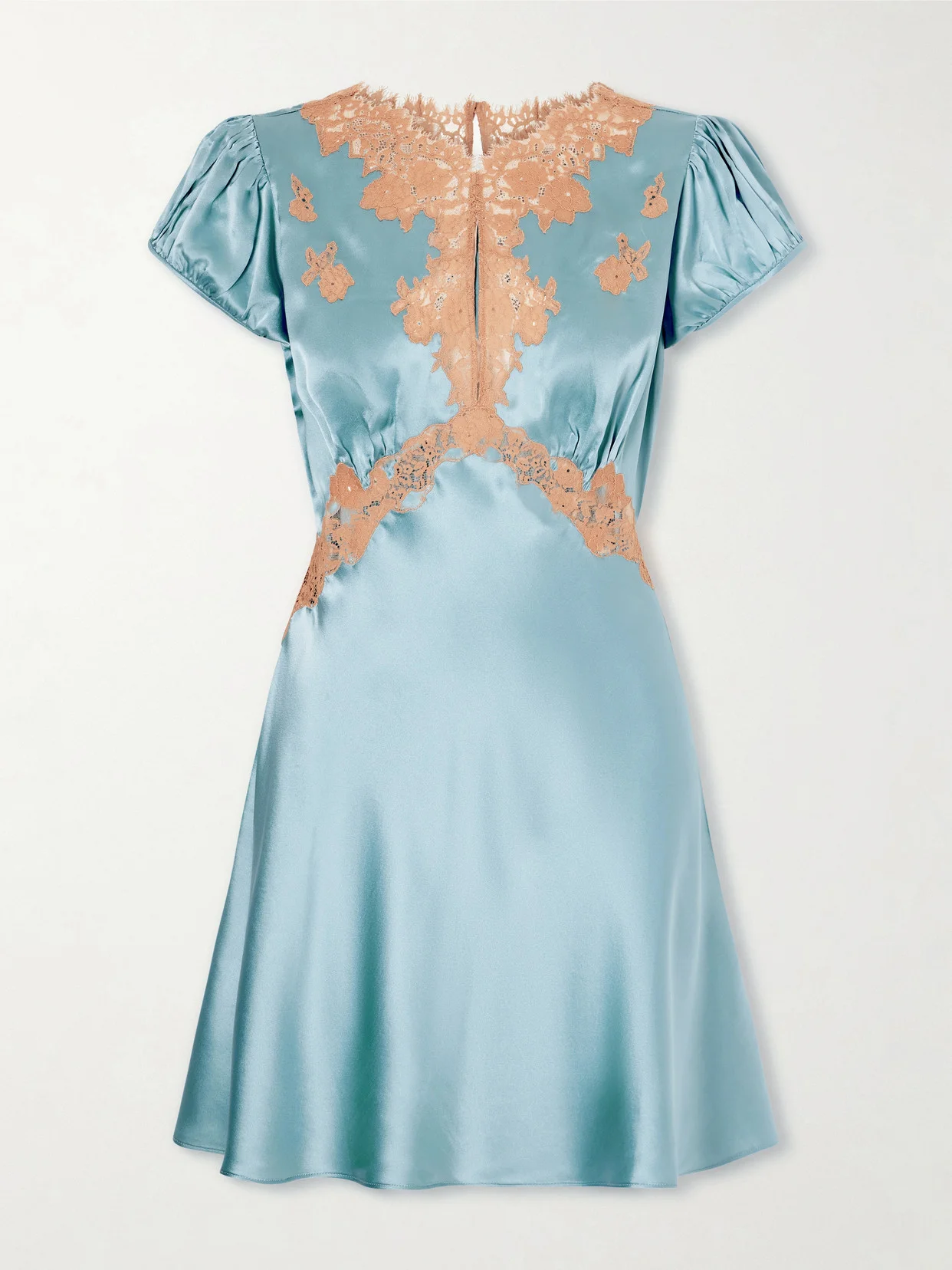 Junia Lace-trimmed Silk-satin Mini Dress - 1