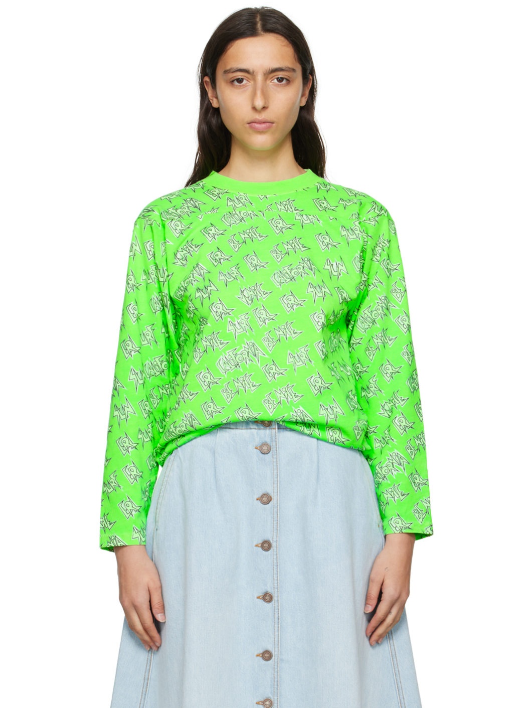 Green Printed Long Sleeve T-Shirt - 1