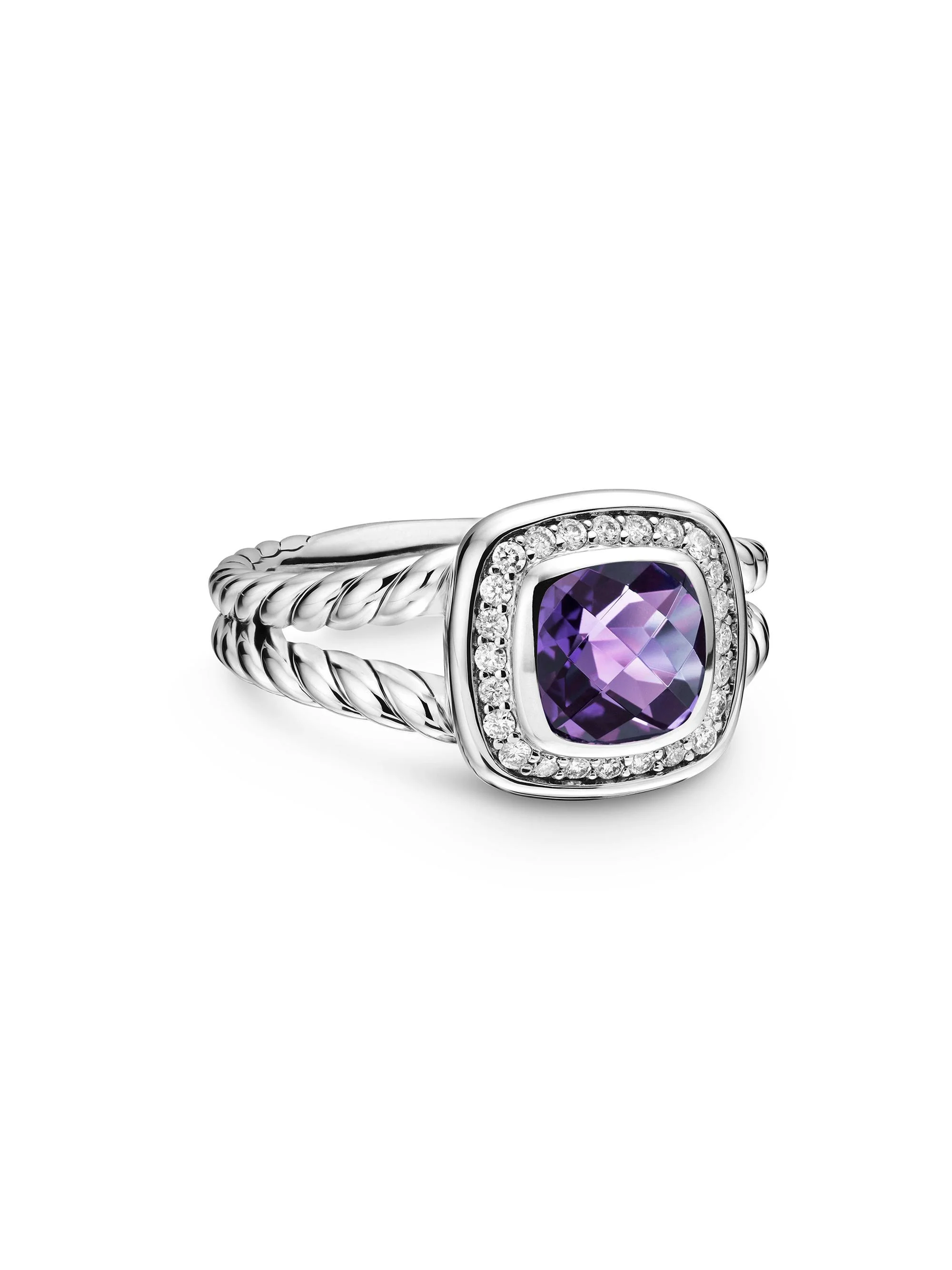 Women's Petite Albion Ring With Pavé Diamonds - Amethyst - 1