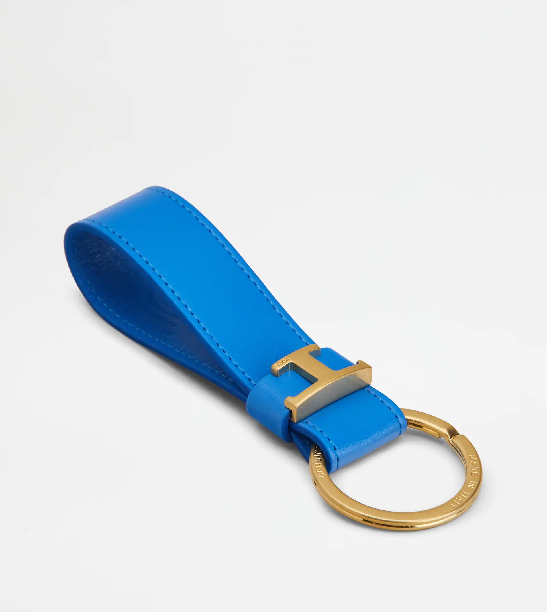 KEY HOLDER IN LEATHER - LIGHT BLUE - 2