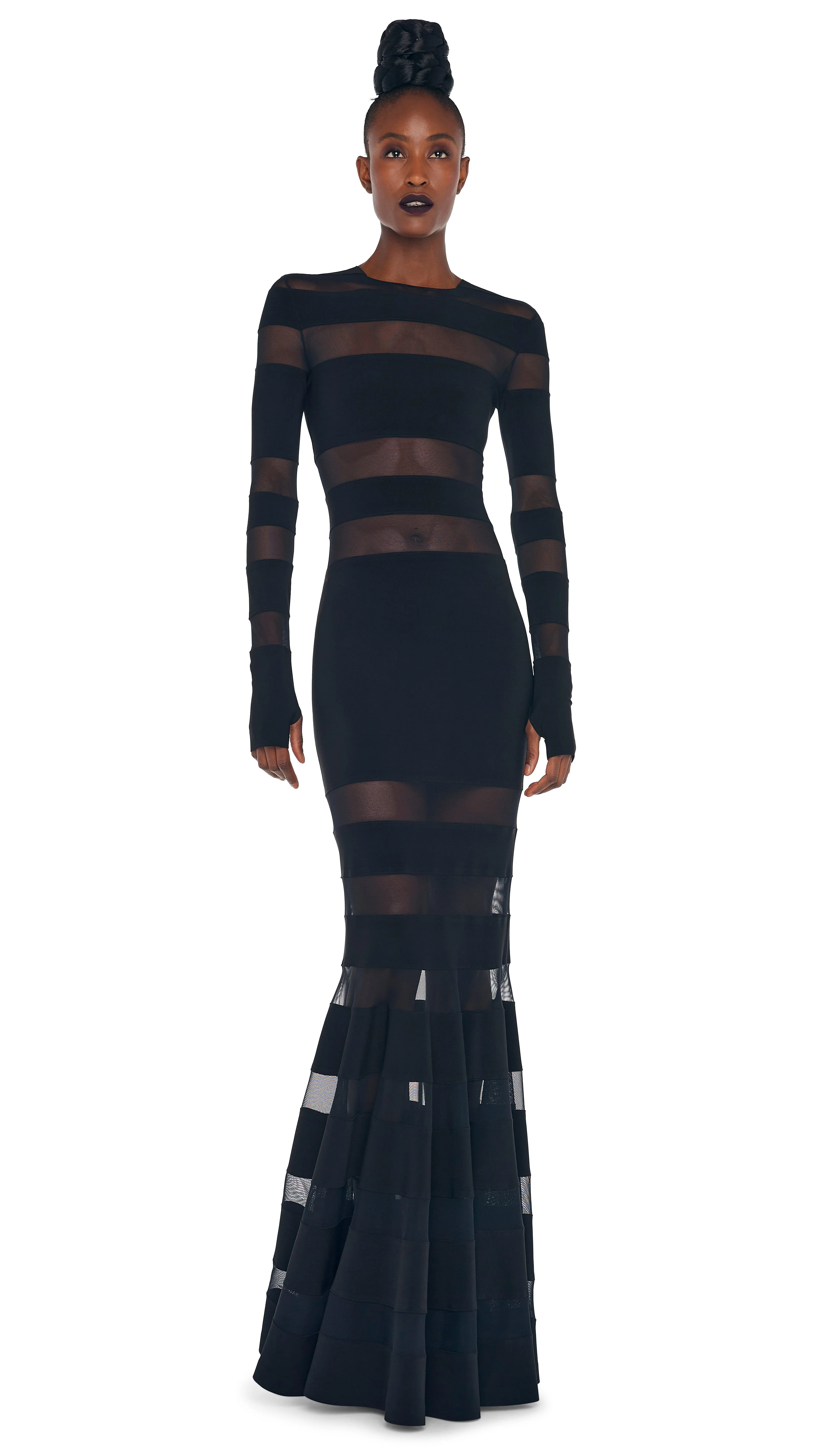 SPLICED DRESS FISHTAIL GOWN - 1