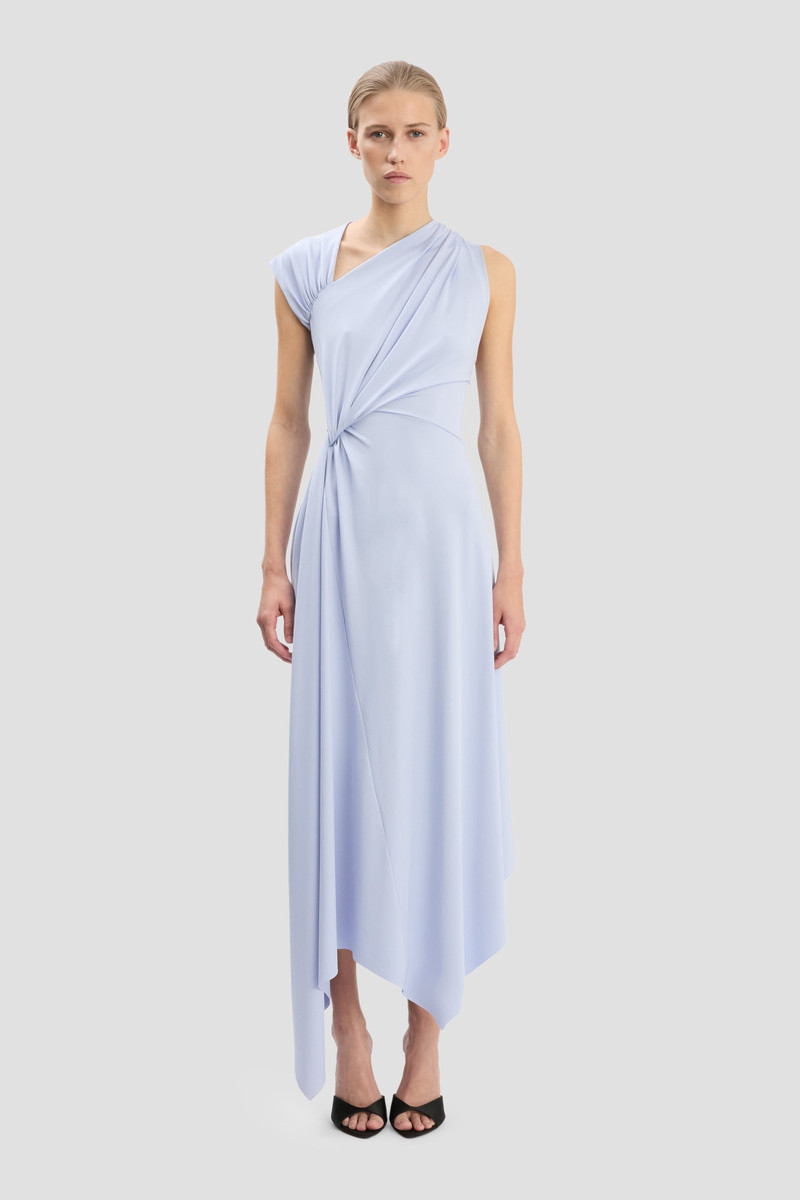 Victoria Beckham Cap Sleeve Midi Dress In Cloud Blue outlook