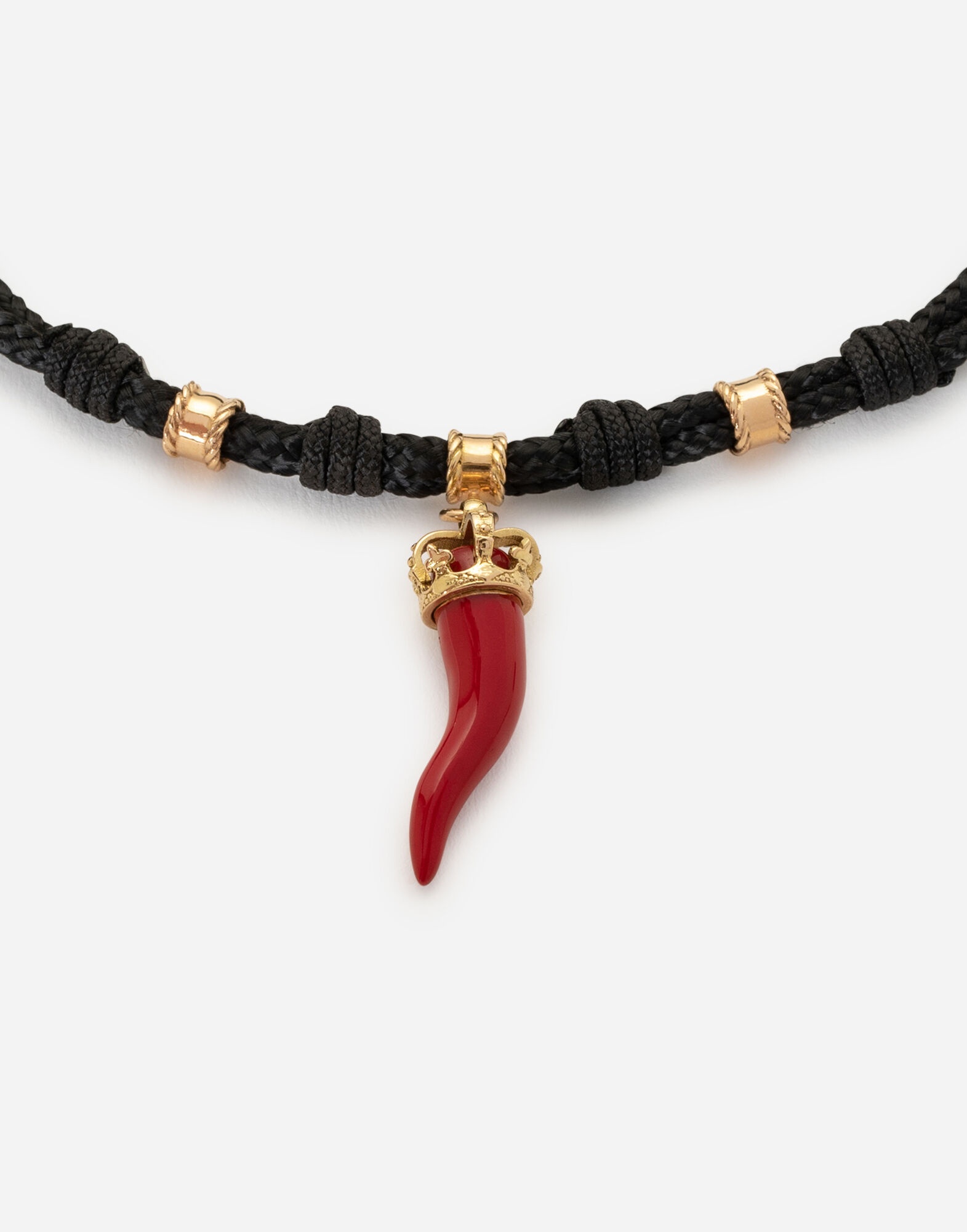 Good Luck Bracelet fabric with a pendant in 18 carat yellow gold - 2