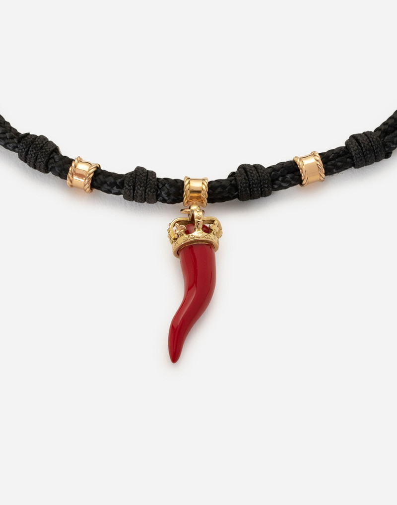 Dolce & Gabbana Good Luck Bracelet fabric with a pendant in 18 carat yellow gold outlook