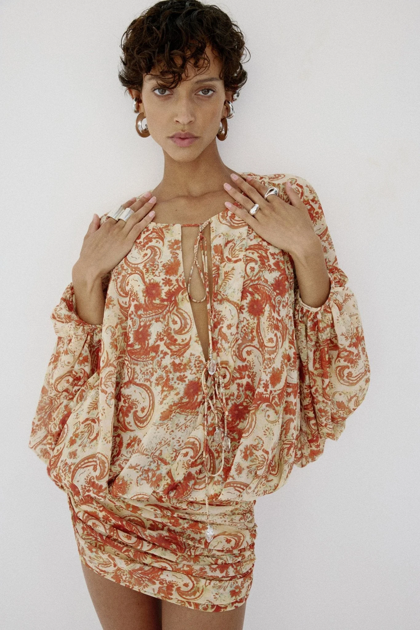 EULALIA MINI DRESS IN CACHEMIRA CHIFFON - 1
