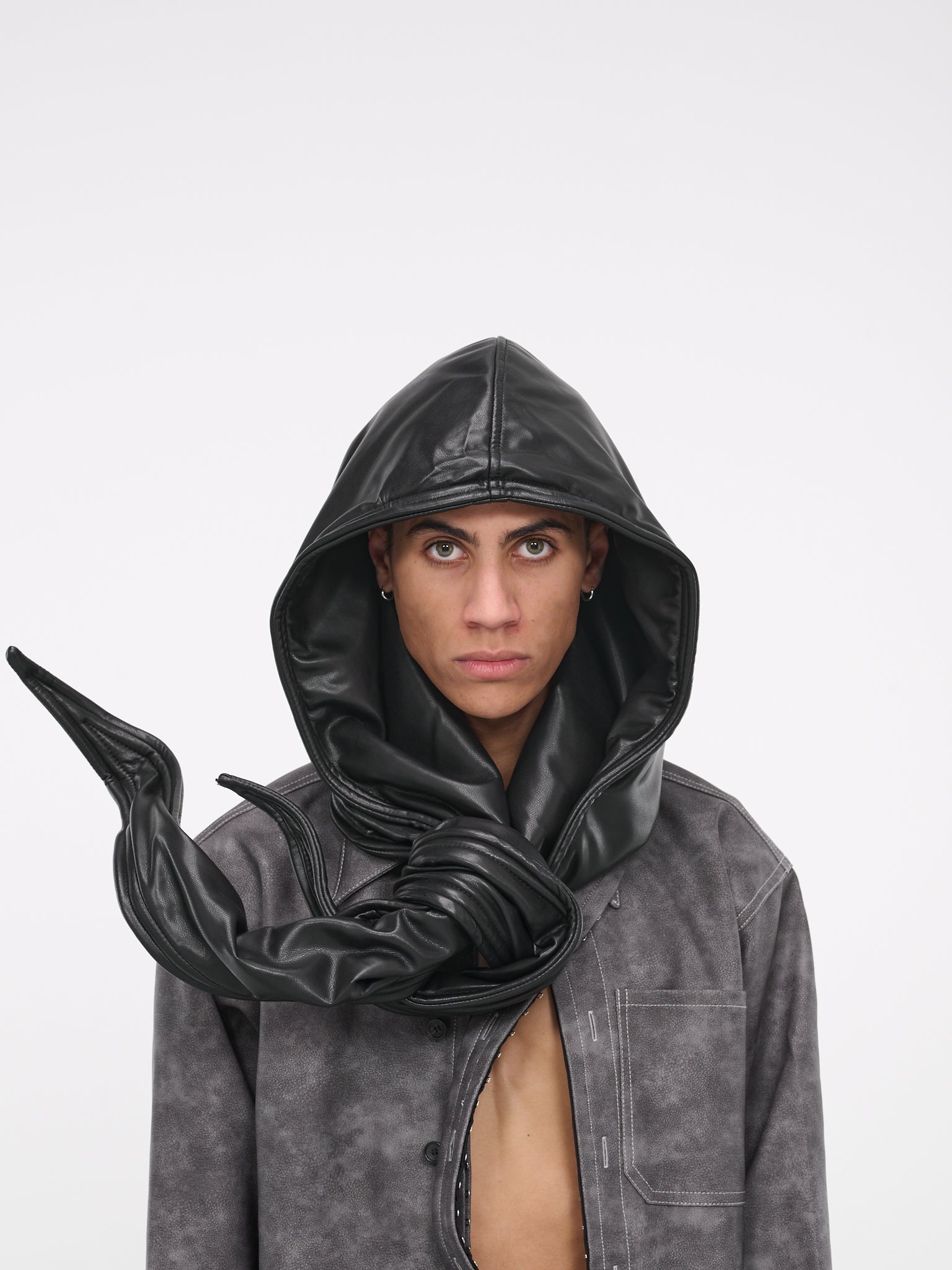 【bata】 Y/PROJECT WIRE LEATHER HOOD Y/Project Black Wire Leather Hood Y/Project