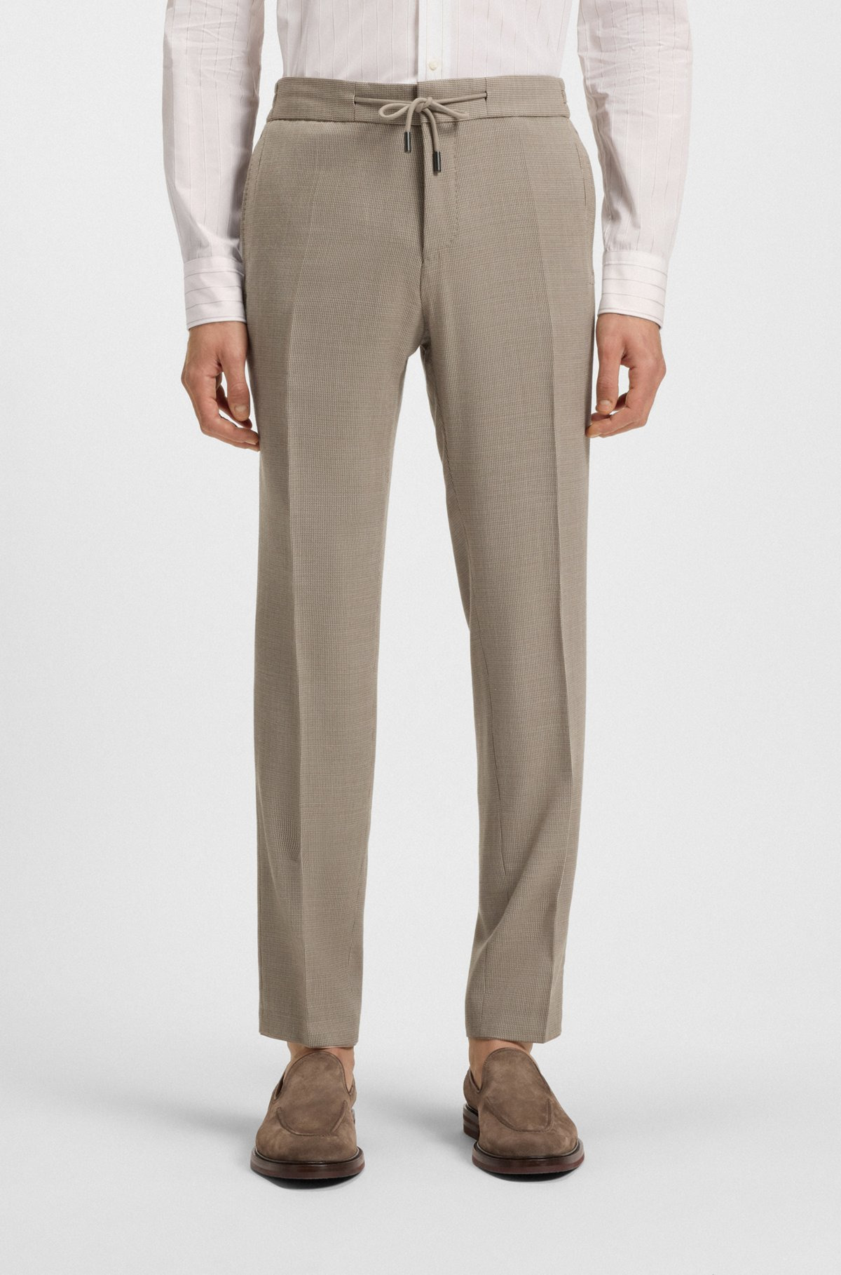 SLIM-FIT PANTS IN MICRO-PATTERNED WOOL - 2