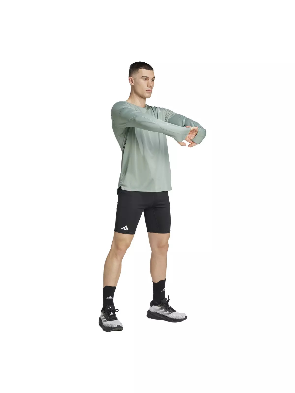Men's Ultimate Running Reflective Long Sleeve Top -Green - 5