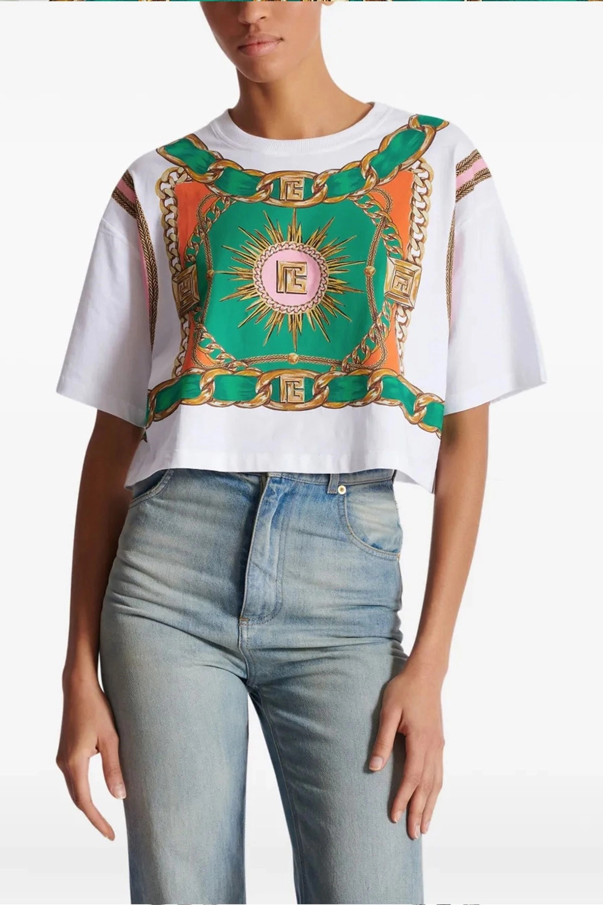 'Balmain Foulard' print T-shirt - 2