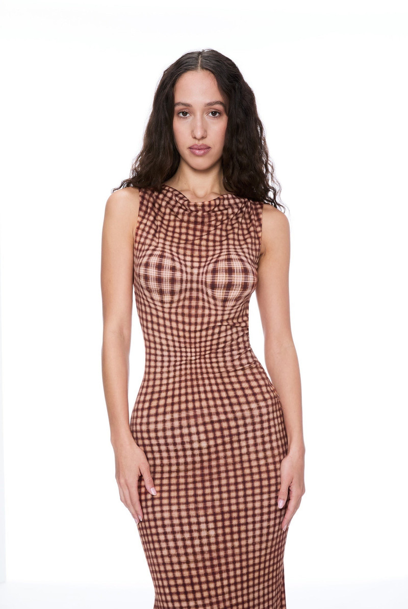 SELENA DRESS - WARPED PLAID 1