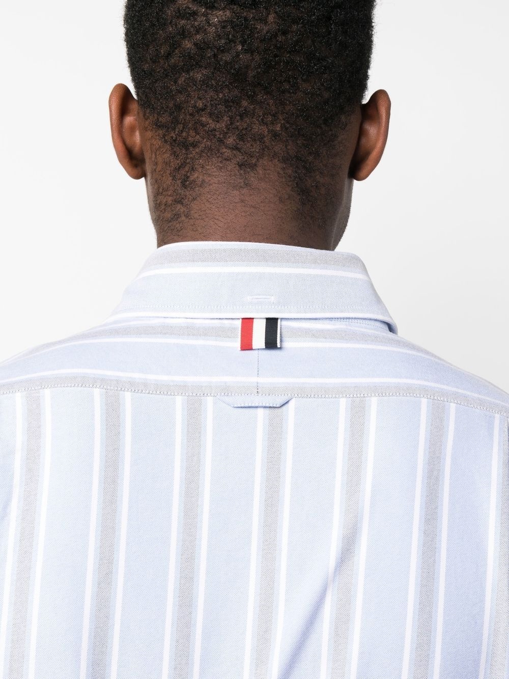 stripe-trim detail shirt - 5