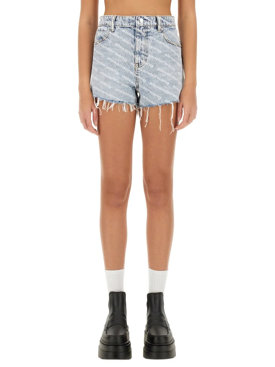 Alexander Wang Women All Over Logo Print Shorts - 1