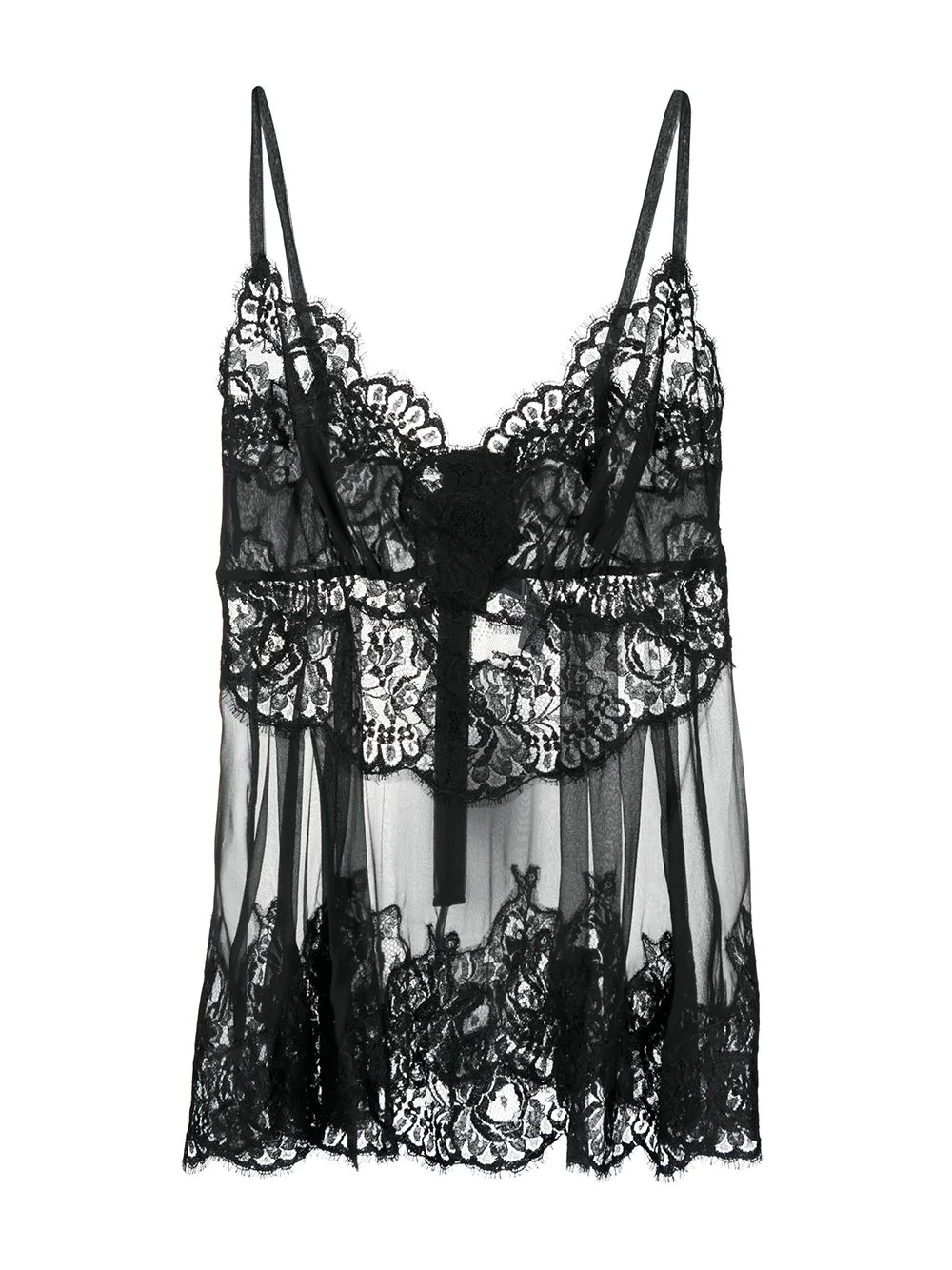 lace detail sheer lingerie top - 2