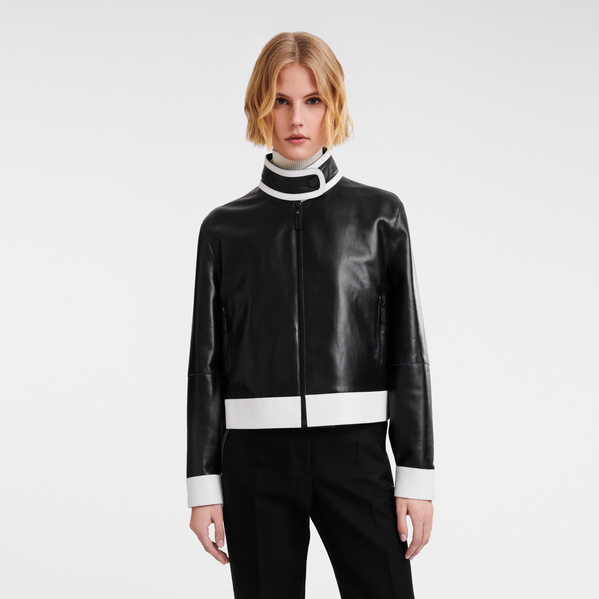 Leather short blouson Black - Leather - 4