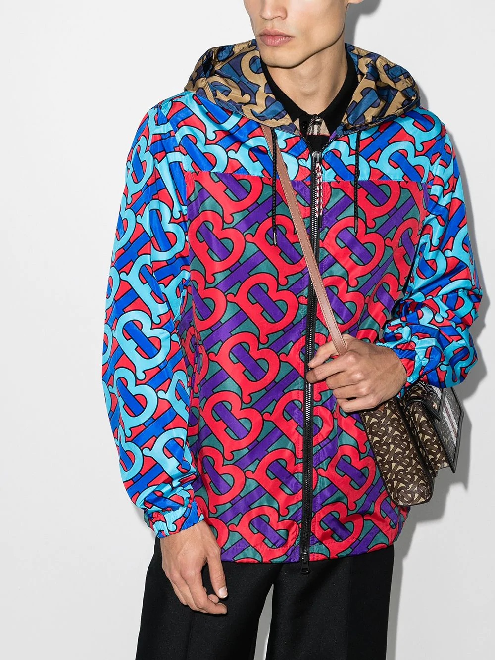 monogram-print hooded jacket - 2