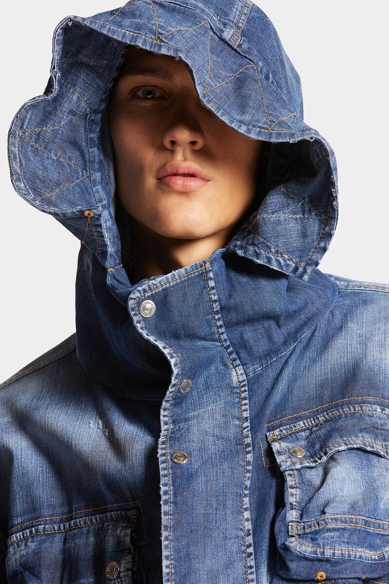 DENIM MULTIPOCKET CARGO PARKA - 5